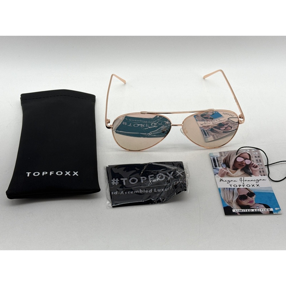 TOPFOXX Rose Aviator Sunglasses Gold Metal Limited Edition Includes Case Frame